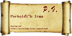 Porkoláb Irma névjegykártya