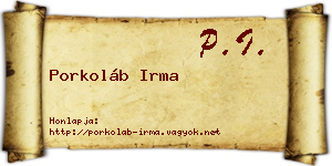 Porkoláb Irma névjegykártya